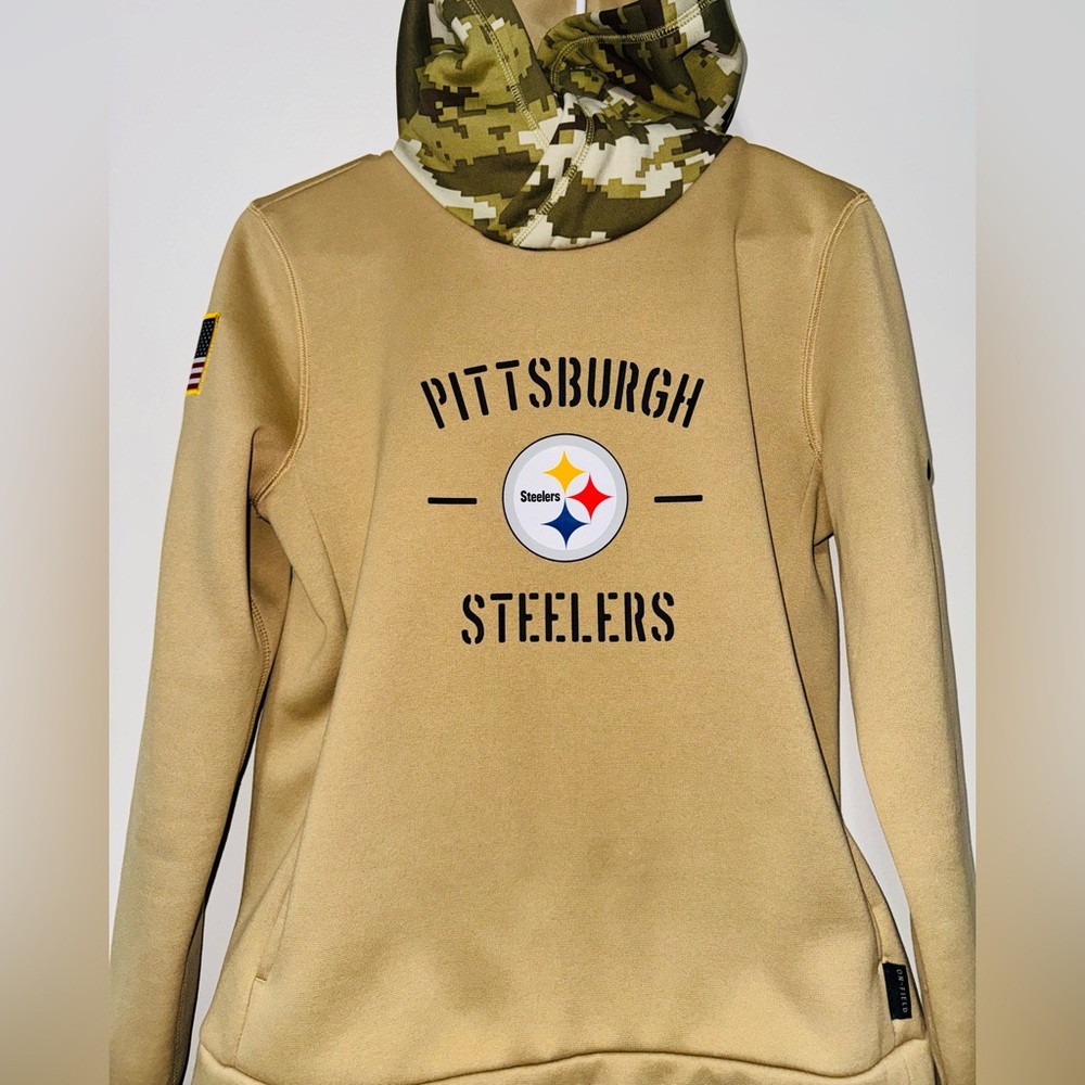 NFL Nike Pittsburgh Steelers Salute To Service Camo Men’s Therma Fit Hoodie Sm